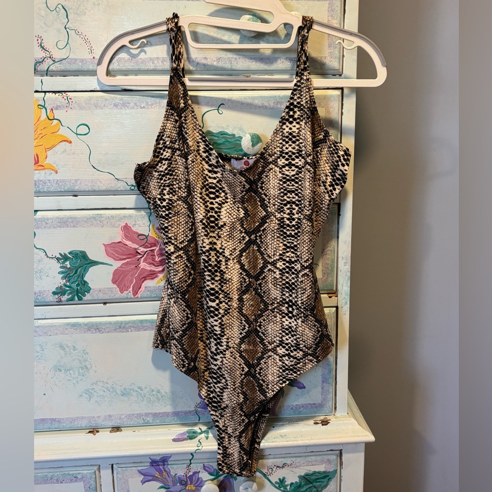 Brown Snake Print Bodysuit